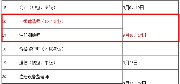 【考試時(shí)間公布】2017年一級建造師考試時(shí)間為9月16、17日