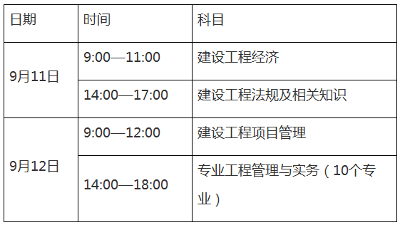 江西一級建造師考試時間 江西一級建造師考試時間
